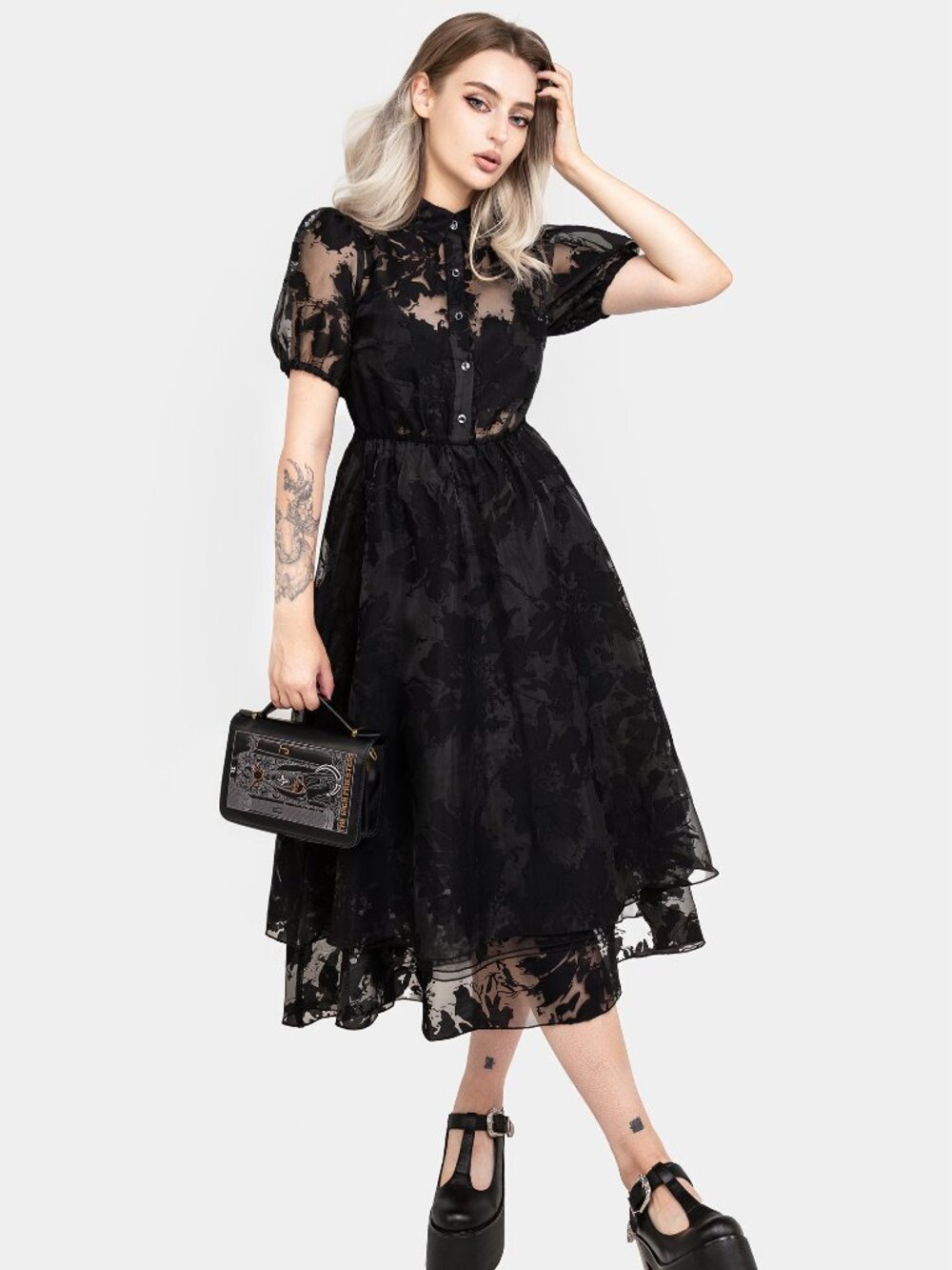SOLD OUT Disturbia Spectre Layered Midi Shirt Dress size 12